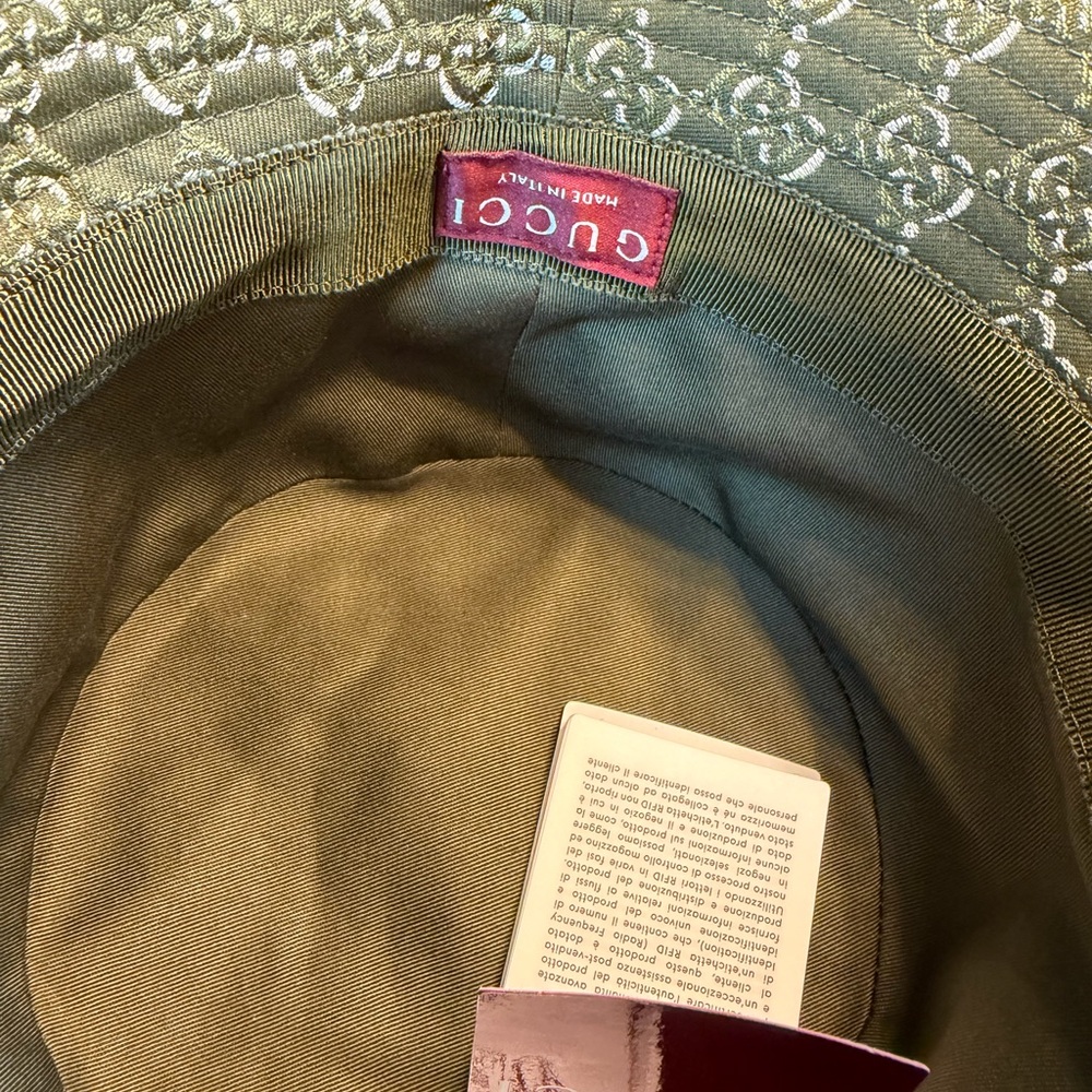 New Authentic Gucci GG Logo Bucket Hat Green - Picture 11 of 13